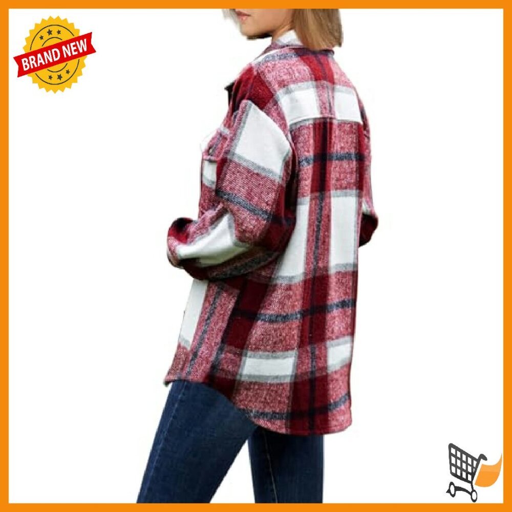 Soft Flannel Shacket Jacket Button Down Shirt Wom… - image 7